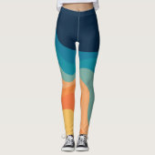 Retrostijlgolven versieren leggings (Voorkant)