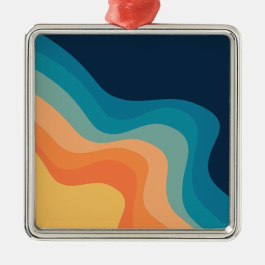 Retrostijlgolven versieren metalen ornament (Voorkant)