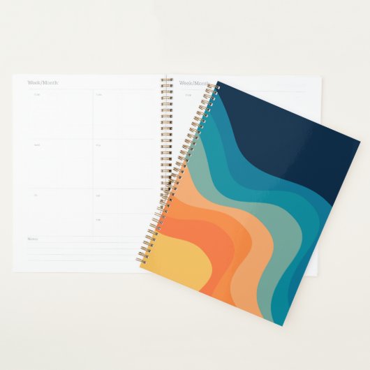 Retrostijlgolven versieren planner (Display)