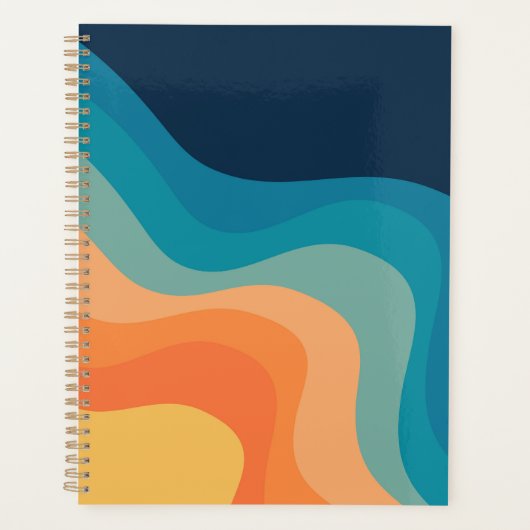 Retrostijlgolven versieren planner (Voorkant)