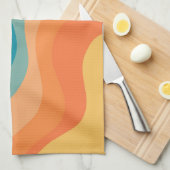 Retrostijlgolven versieren theedoek (Quarter Fold)