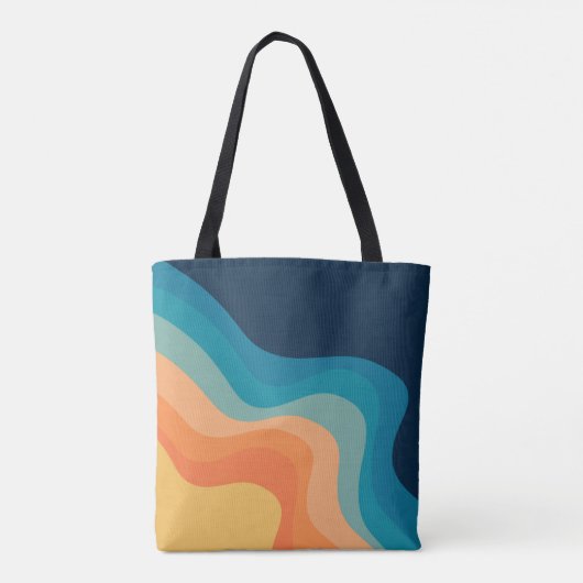 Retrostijlgolven versieren tote bag (Achterkant)