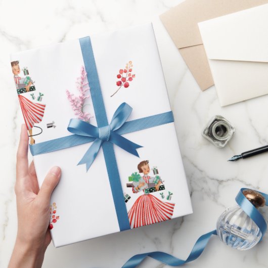 Retrostijlkerstomloop Cadeaupapier (Geschenken)