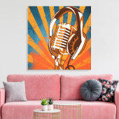 Retrostijlmicrofoon Canvas Afdruk (Insitu (Woonkamer))
