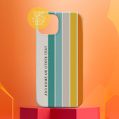 Retrostrepen blauwgroen oranje goud met zijtekstna Case-Mate iPhone case