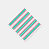 Retrostrepen - Blauwgroen roze Servet (Hoek)