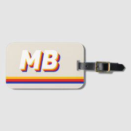 Retrostrepen gepersonaliseerd Initiaal monogram Bagagelabel