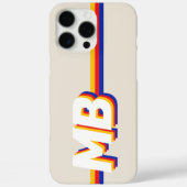 Retrostrepen gepersonaliseerd Initiaal monogram Case-Mate iPhone Case (Achterkant)