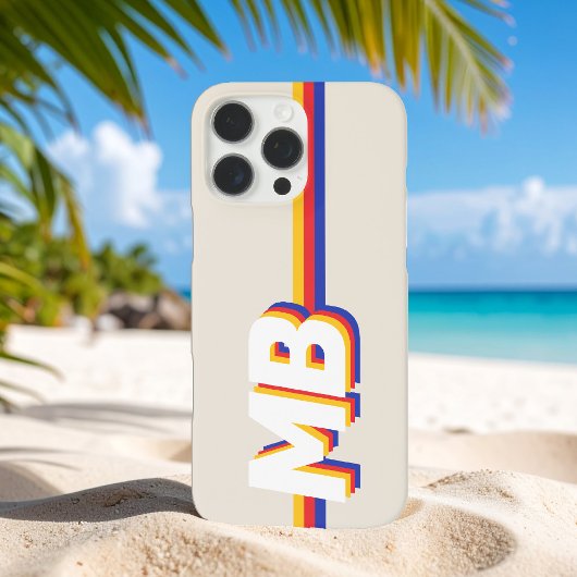 Retrostrepen gepersonaliseerd Initiaal monogram Case-Mate iPhone Case