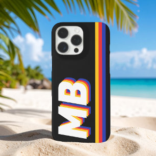 Retrostrepen gepersonaliseerd Initiaal monogram iPhone 16 Pro Max Hoesje
