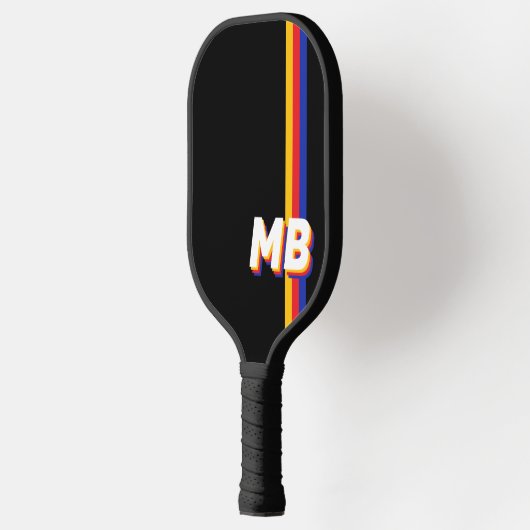 Retrostrepen gepersonaliseerd Initiaal monogram Pickleball Paddle (Links)