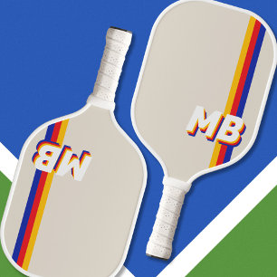 Retrostrepen gepersonaliseerd Initiaal monogram Pickleball Paddle