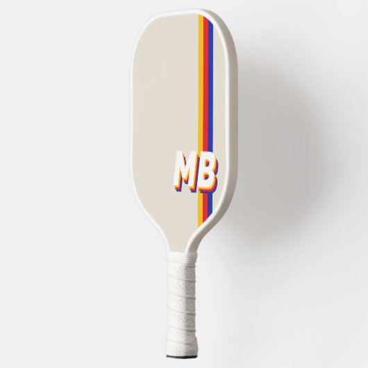 Retrostrepen gepersonaliseerd Initiaal monogram Pickleball Paddle (Links)