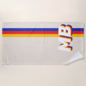 Retrostrepen gepersonaliseerd Initiaal monogram Strandlaken (Voorkant)