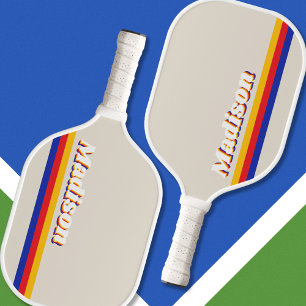 Retrostrepen gepersonaliseerd monogram pickleball paddle