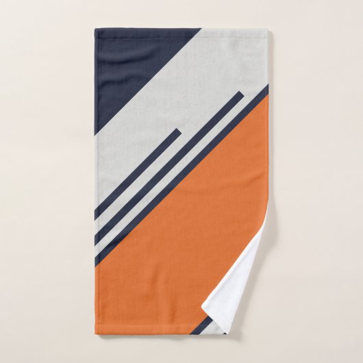 Retrostrepen in blauw Sinaasappel Bad Handdoek (Handdoek)