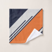 Retrostrepen in blauw Sinaasappel Bad Handdoek (Wasdoekje)