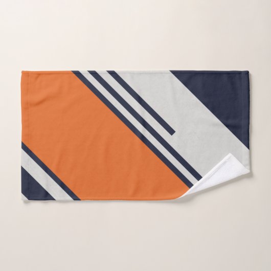 Retrostrepen in blauw Sinaasappel Bad Handdoek (Handdoek)