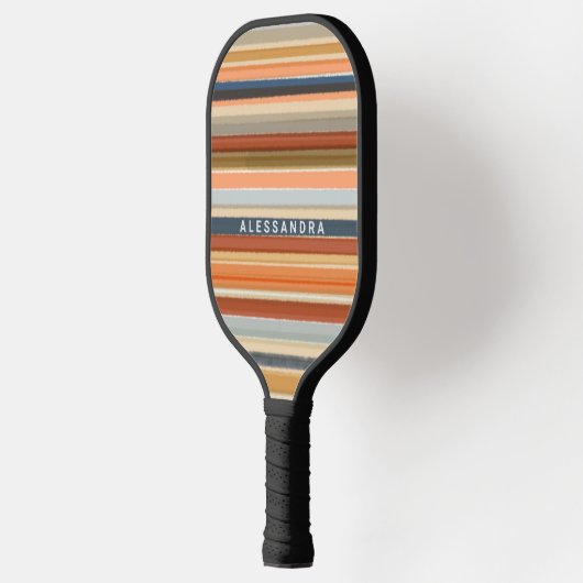 Retrostrepen monogram sunset waterverf pickleball paddle (Links)