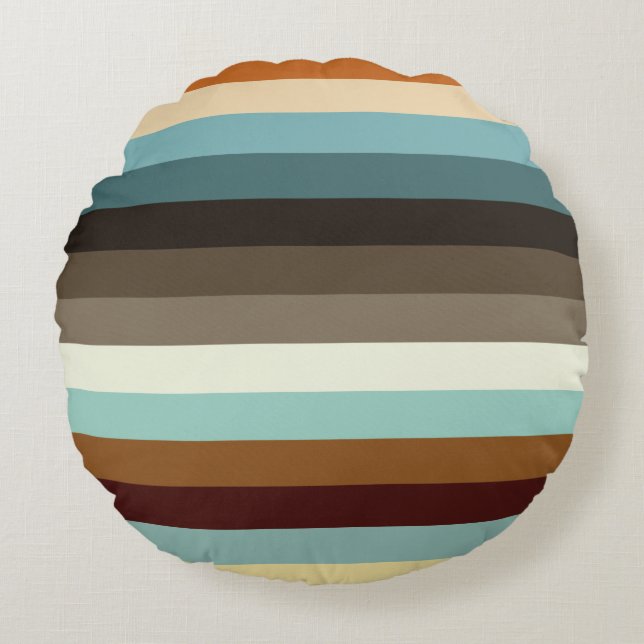 Retrostrepen Rond Kussen (Voorkant)