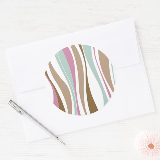 Retrostrepen Ronde Sticker (Envelop)