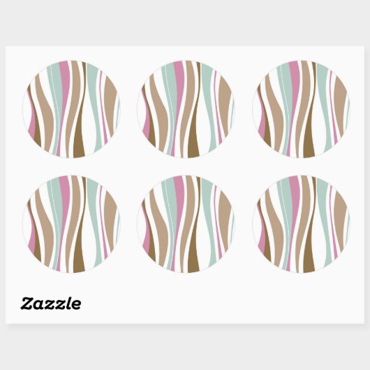 Retrostrepen Ronde Sticker (Vel)