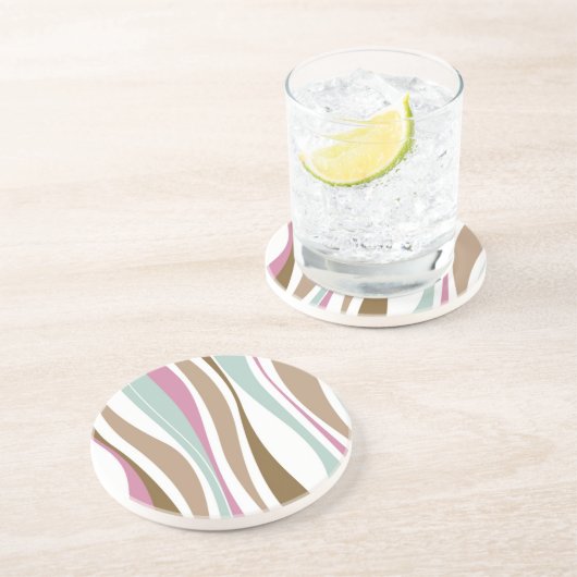 Retrostrepen Zandsteen Onderzetter (Zijkant)