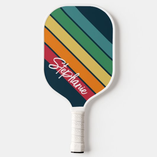 Retrostripe patroonregenboog - Script Name Pickleball Paddle (Achterkant)