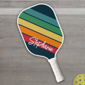 Retrostripe patroonregenboog - Script Name Pickleball Paddle