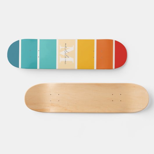 Retrostripes monogram persoonlijk skateboard (Horizontaal)