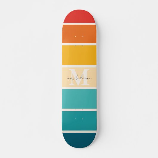 Retrostripes monogram persoonlijk skateboard (Voorkant)