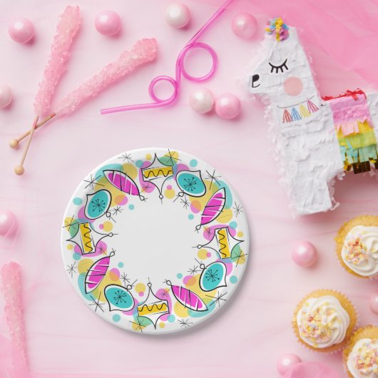 Retrostructuur Baubles Cirkelpapier borden Papieren Bordje (Feest)