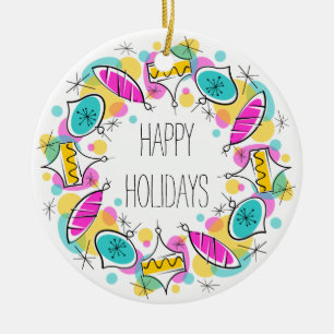 Retrostructuur Baubles Cirkelvormige Feestdagen or Keramisch Ornament