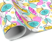 Retrostructuur Baubles Meervoudig verpakkingspapie Cadeaupapier (Rol Hoek)