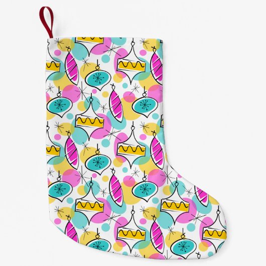 Retrostructuur Baubles Multi-stocker 2 zijkant Kleine Kerstsok (Voorkant)