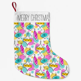 Retrostructuur Baubles Multi-Text stocking 2 zijka Kleine Kerstsok