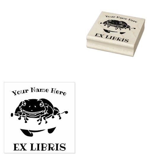 Retrostructuur Kikker Ex Libris Bookplaat Rubber S Rubberstempel (Gestempeld)