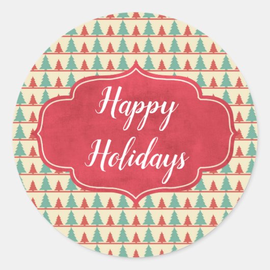 Retrostructuur Silhouettes  Ronde Sticker (Voorkant)