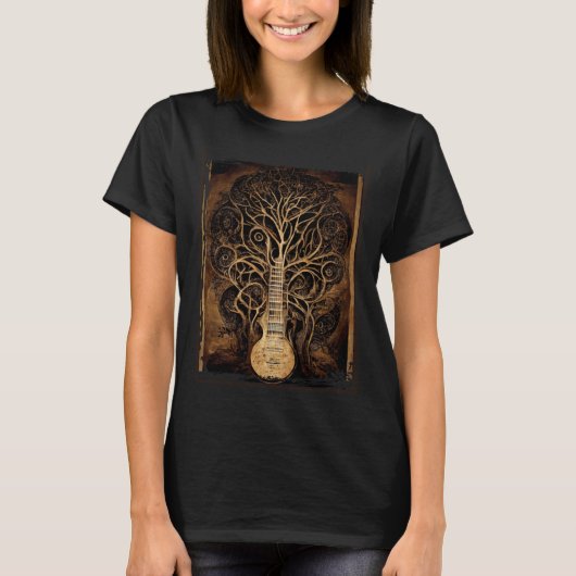 Retrostructuur van Life Guitar T-shirt (Voorkant)