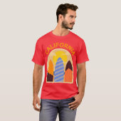 RetroStyle California Surfboards Orange Text T-shirt (Voorkant volledig)