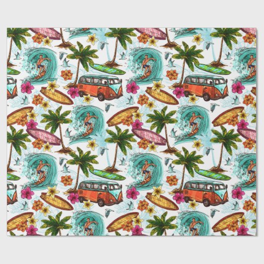 Retrosurfen Cadeaupapier (Vlak)