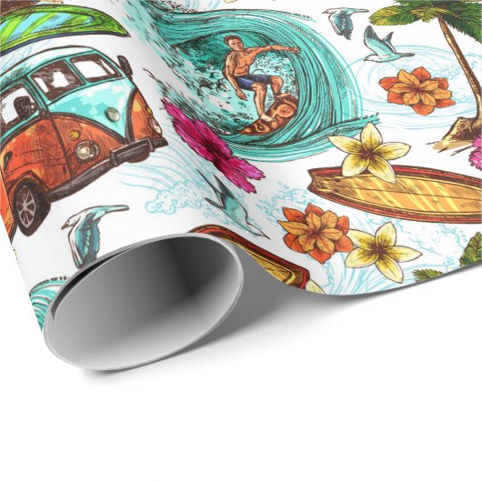 Retrosurfen Cadeaupapier (Rol Hoek)