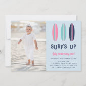 Retrosurfplanken | Foto van Birthday Party Invitat Kaart (Voorkant)