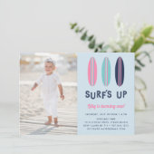 Retrosurfplanken | Foto van Birthday Party Invitat Kaart (Staand voorkant)