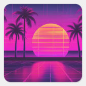 Retrosynthwave Vierkante Sticker (Voorkant)