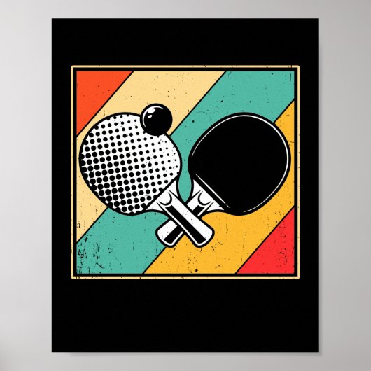 Retrotabel Tennis -  pingpong Poster (Voorkant)