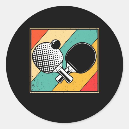 Retrotabel Tennis -  pingpong Ronde Sticker (Voorkant)