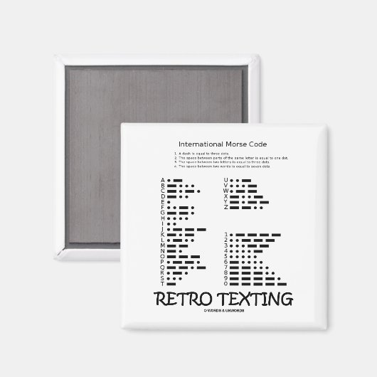 Retrotekst (internationale morsecode) magneet (Voorkant / Achterkant)