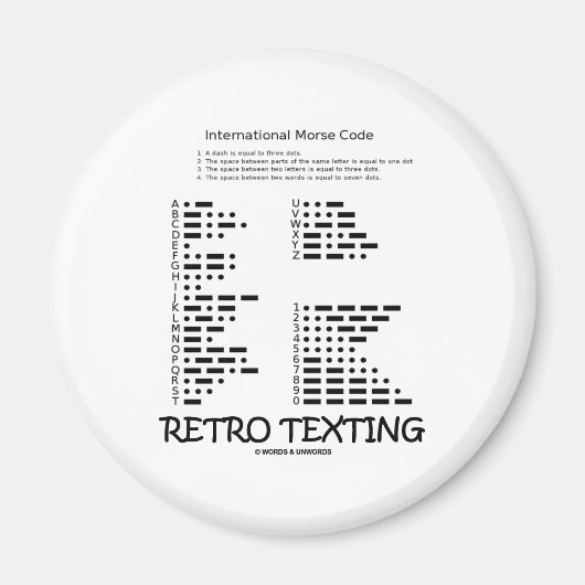 Retrotekst (internationale morsecode) magneet (Voorkant)