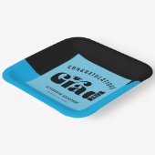 Retrotekst Licht Helderblauw en zwart Afstuderen Papieren Bordje (Gebogen)